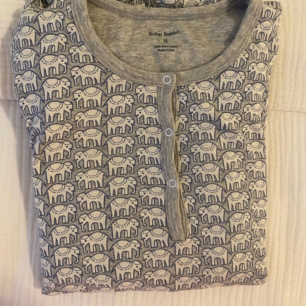 Roller Rabbit Hathi pajamas in heather grey